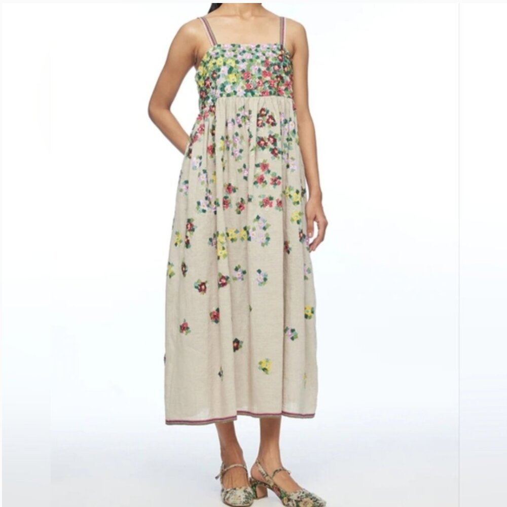 Payal Pratap Anthropologie Pendulina Floral Print Midi Dress size S